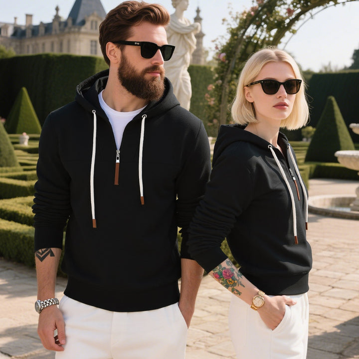 Men's soft fleece hoodie with half zip and adjustable hood Mune Fashion