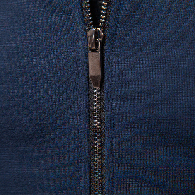 Men's slim zip jacket in bomber style with fine mélange texture, stand collar and elastic ribbed cuffs Mune Fashion