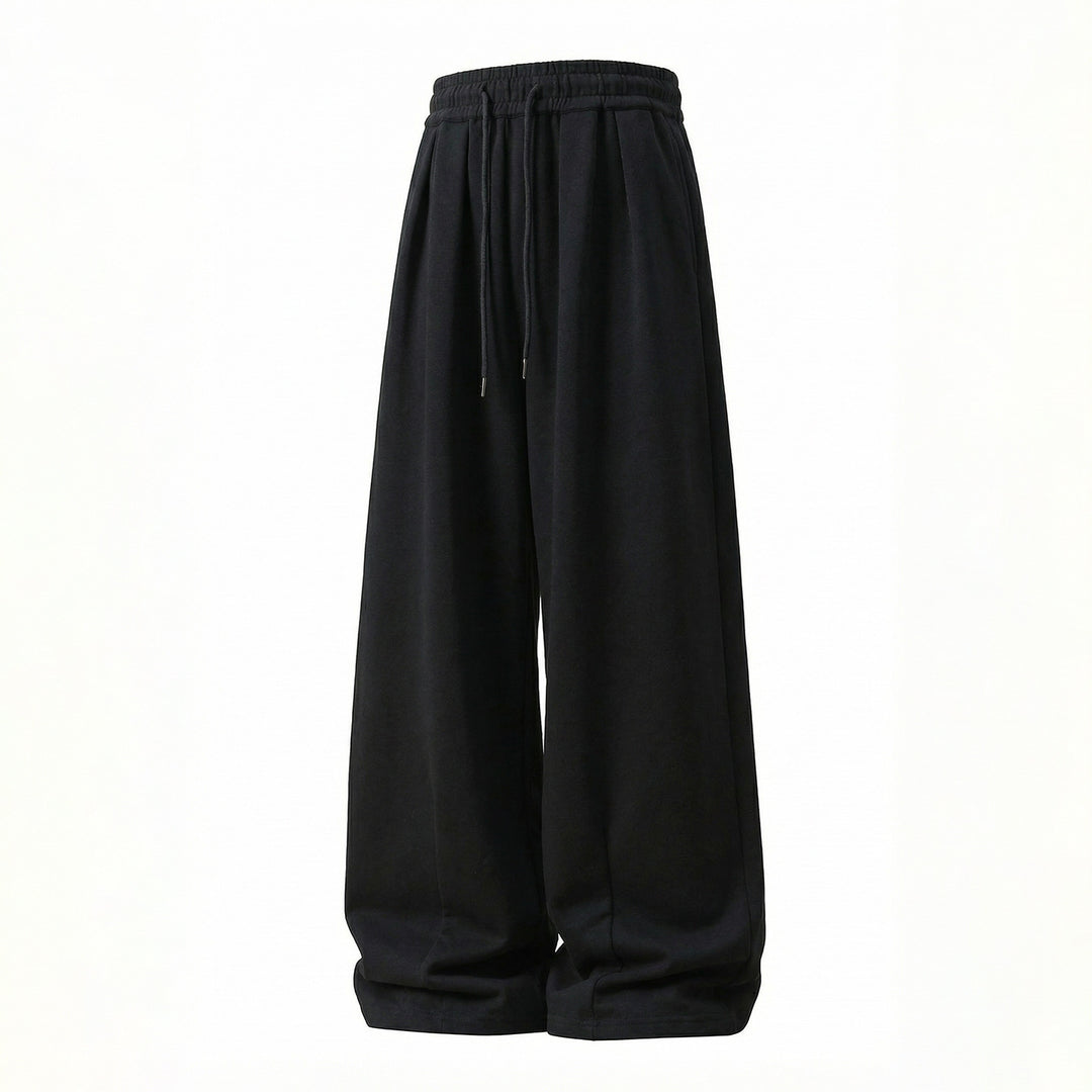 Women's Ultra-Wide Sweatpants in Palazzo Cut with Pleated Waistband and Drawstring Mune Fashion