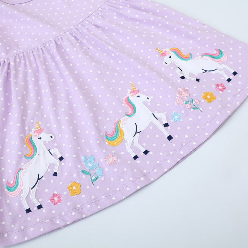 Girls cotton dress with charming unicorn appliqués Mune Fashion