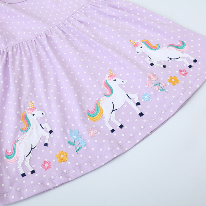 Girls cotton dress with charming unicorn appliqués Mune Fashion