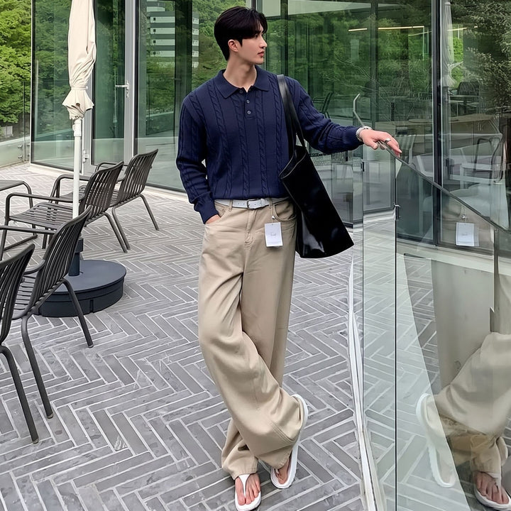 Men's Fashionable Chunky Knit Sweater with Stand-Up Collar Mune Fashion