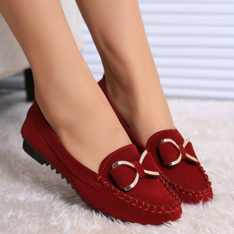 Ladies nan elegant Moccasin half shoes with decorative metal buckle and non-slip rubber sole Mune Fashion
