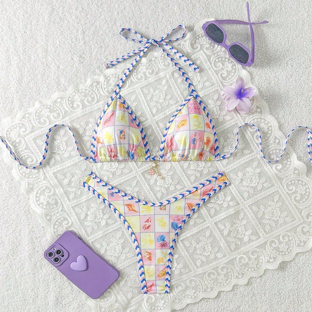 Women's triangle bikini with playful checkered pattern Mune Fashion
