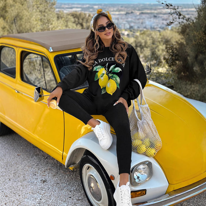 Women nan Oversize Sweatshirt with tailored rib leggings set Mune Fashion