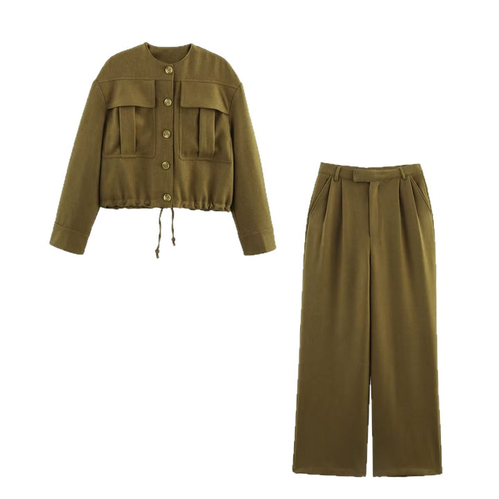 Women's Cropped Field Jacket with applied flap pockets and drawstring Mune Fashion