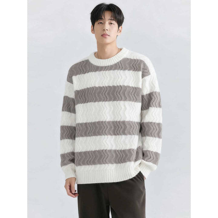 Men's chunky knit sweater with wave pattern Mune Fashion