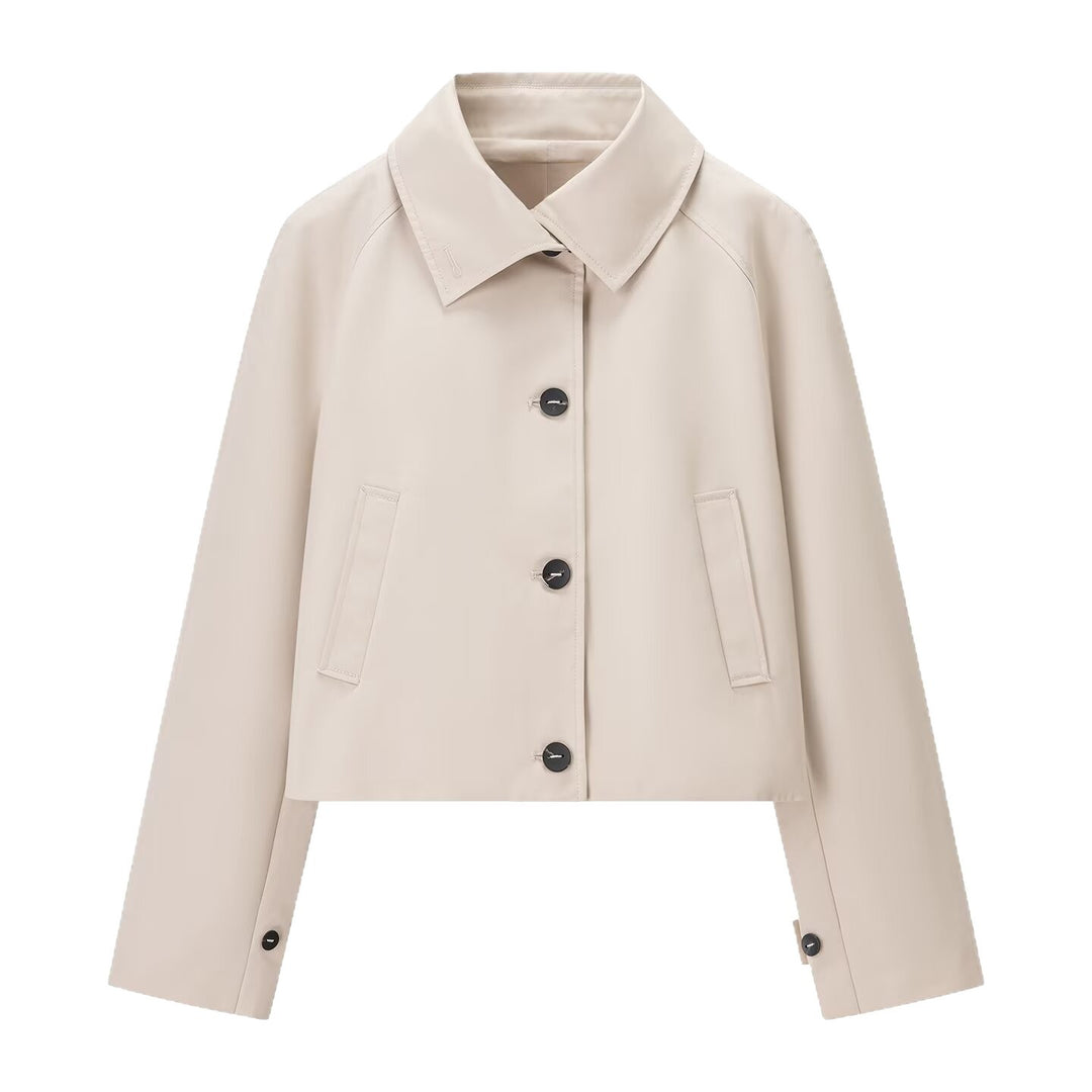 Women's short trench-style jacket with boxy silhouette and raglan sleeves Mune Fashion