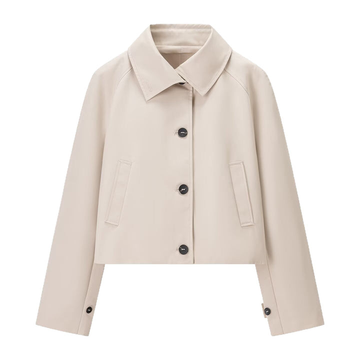 Women's short trench-style jacket with boxy silhouette and raglan sleeves Mune Fashion