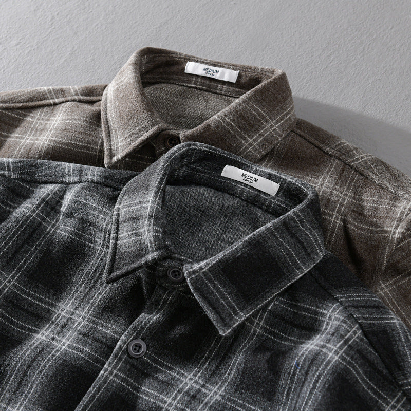 Men's Checkered Flannel Overshirt with Chest Pocket and Relaxed Fit Mune Fashion