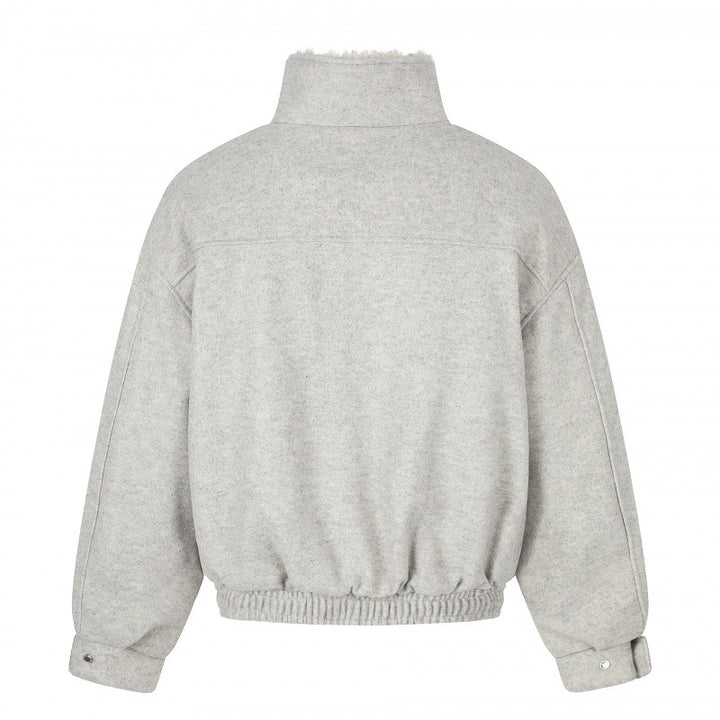 Ladies Short Wool Blend Flight Style Blouson with Teddy Lining and Patch Pockets Mune Fashion