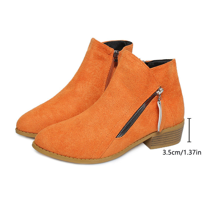 Women's ankle boots with side zipper and small block heel Mune Fashion