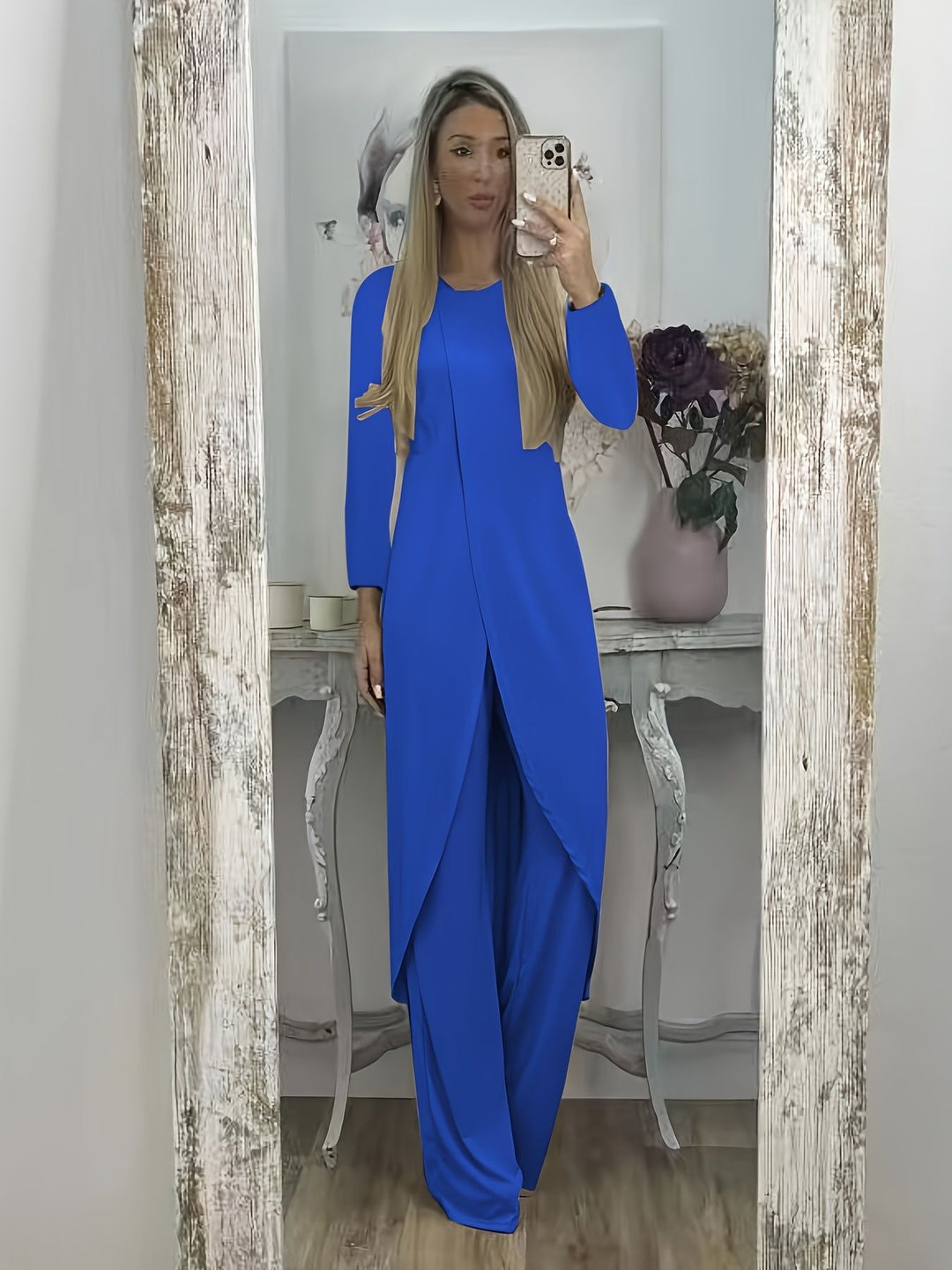 Women Elegant Maxi Dress with Wrap Look, Asymmetric Draping and Front Slit Mune Fashion