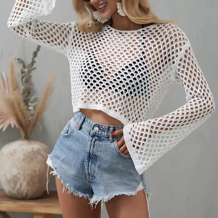 Ladies mesh top with wide-cut sleeves Mune Fashion