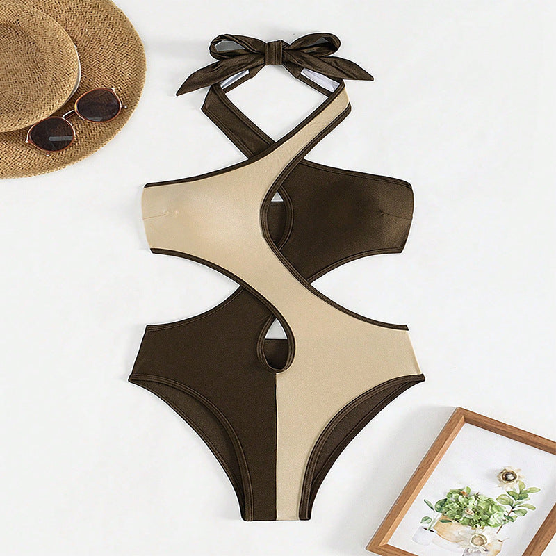 Ladies One-Piece Swimsuit with Asymmetrical Cut-Outs Mune Fashion
