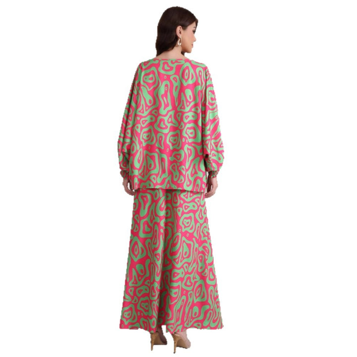 Women's Two-Piece Maxi Skirt Set with Wide A-Line Skirt & Balloon-Sleeved Oversized Top Mune Fashion
