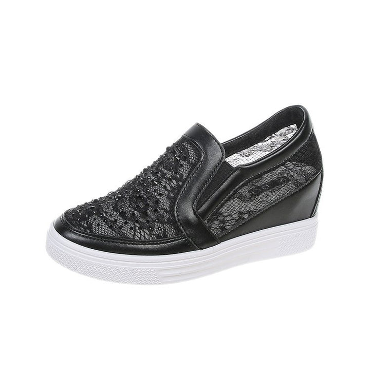 Damen Slip-On Keil-Sneaker mit funkelnden Ziersteinen und elastischen Seiteneinsätzen Mune Fashion