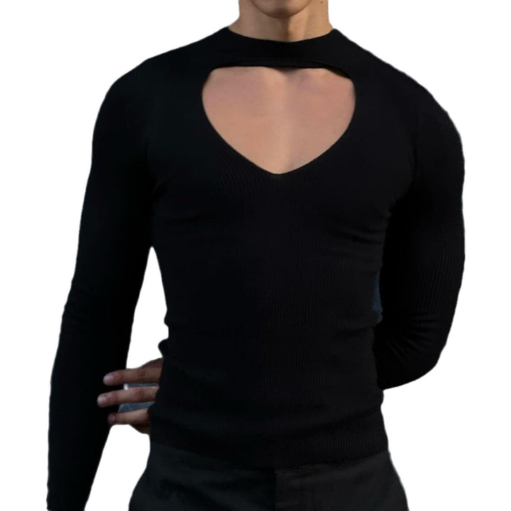 Women’s figure-hugging long sleeve top with cut-out and stand collar Mune Fashion
