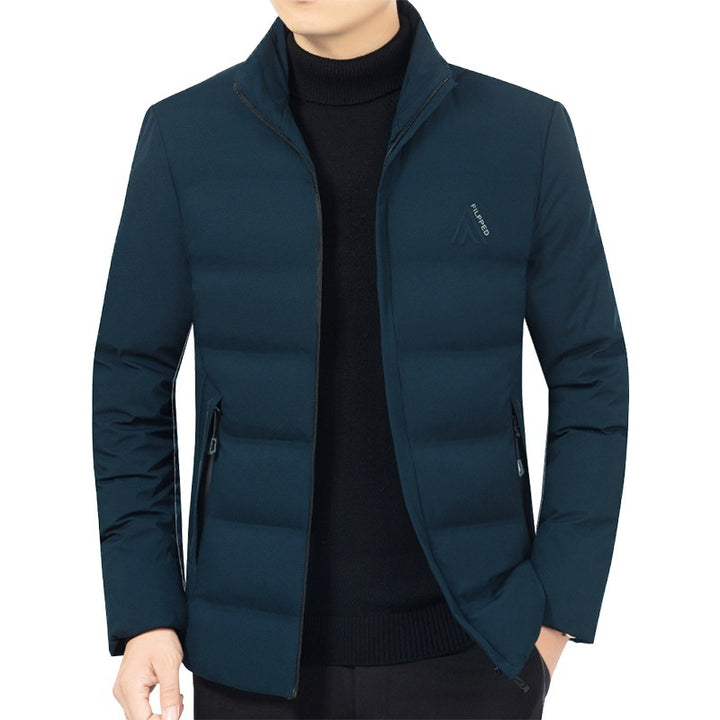 Men's padded stand-up collar jacket with water-repellent surface and zippered pockets Mune Fashion