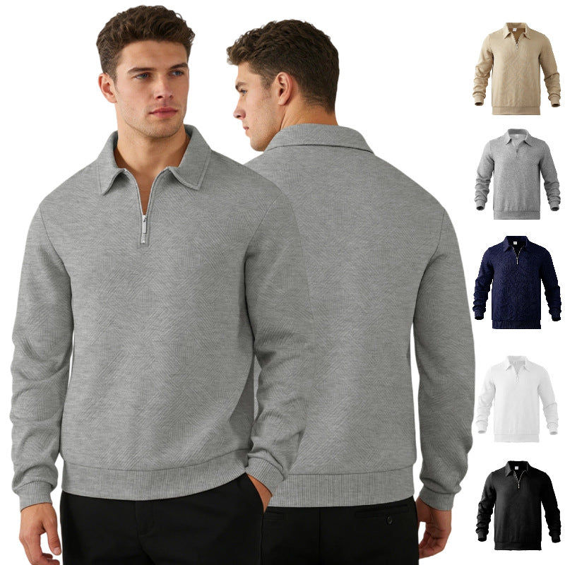Men's Structured Half-Zip Sweater with Collar and Ribbed Cuffs Mune Fashion