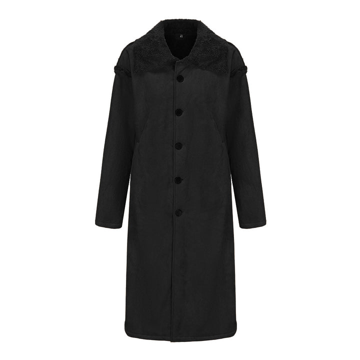 Men's Longer Relaxed-Fit Coat with Teddy Collar and Concealed Button Placket Mune Fashion