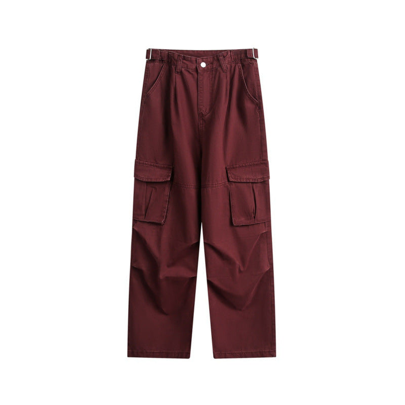 Men's Utility Cargo Pants with Wide Leg, Flap Pockets and Adjustable Waist Mune Fashion