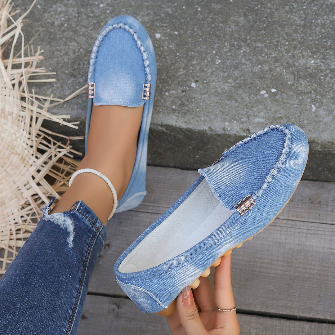 Women's Comfortable Moccasins made of Microfiber with Non-Slip Nubby Sole Mune Fashion