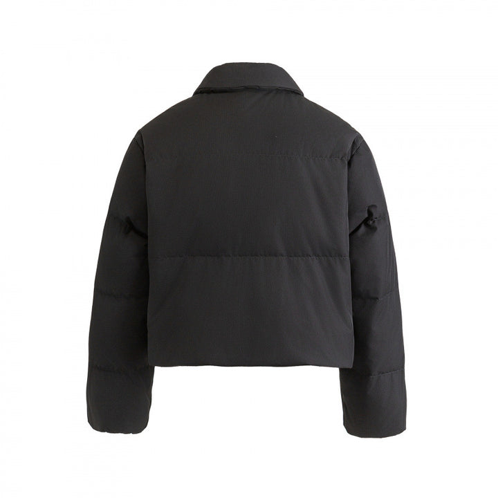 Women's cropped padded transitional jacket in a boxy cut with shirt collar and drawstring Mune Fashion