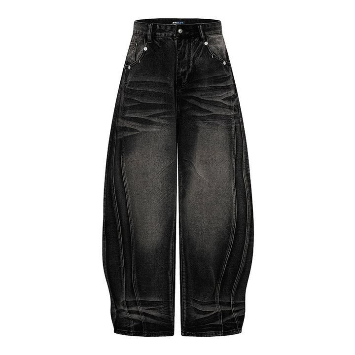 Women's Wide High-Waist Balloon Jeans with Decorative Seams Mune Fashion