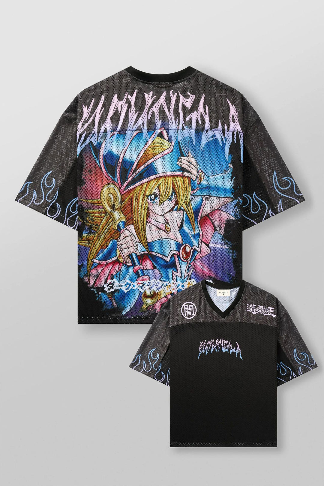 Unisex nan breathable mesh jersey with large area anime print and V-neck Mune Fashion