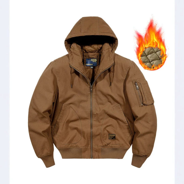 Men's hooded bomber jacket with quilted thermal lining and robust canvas outer material Mune Fashion