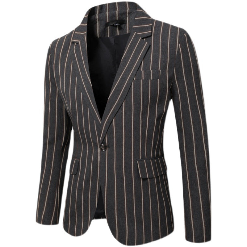 Men's Fitted Checkered Blazer with One-Button Closure and Windowpane Pattern Mune Fashion