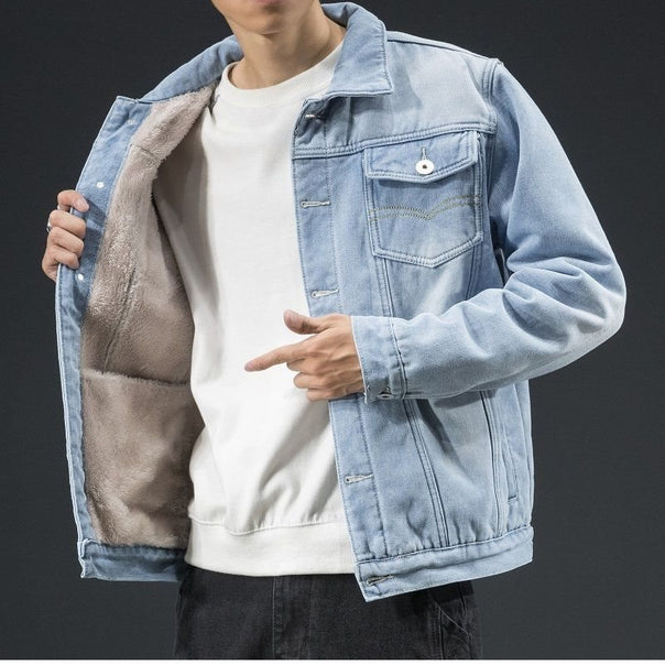 Men's Tailored Denim Jacket with Fleece Lining Mune Fashion