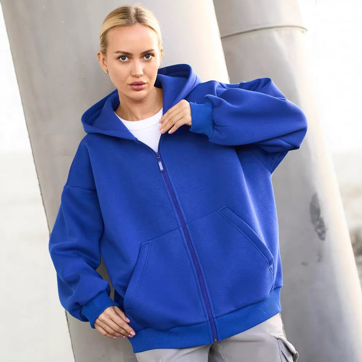 Women Comfortable Fleece Hoodie Jacket Mune Fashion