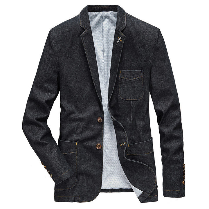 Men's denim jacket in tailored casual cut with patch pockets and lapel collar Mune Fashion