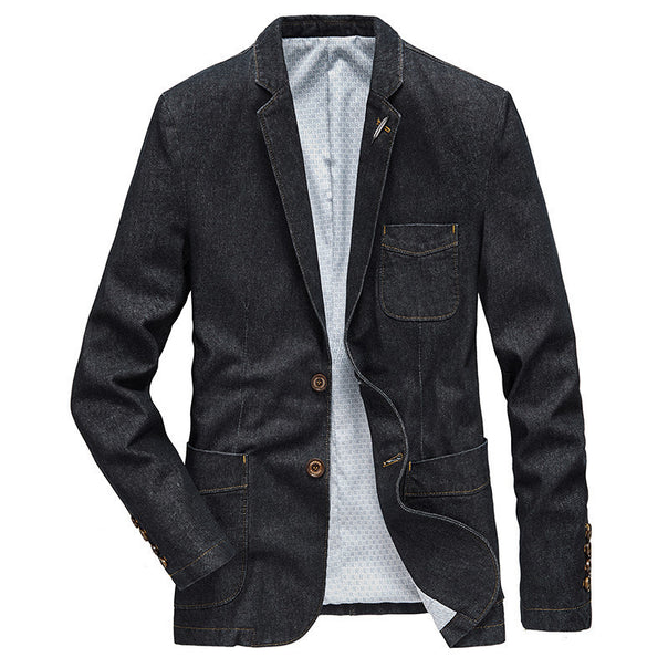 Men's denim blazer in casual look with patch pockets and contrast stitching Mune Fashion