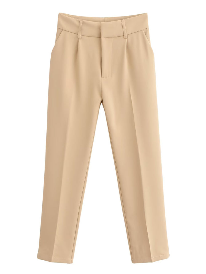 Women slim fit suit trousers with crease and elastic waistband Mune Fashion