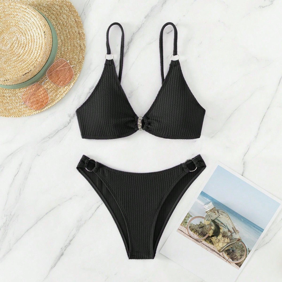 Ladies triangle bikini with ring embellishments Mune Fashion