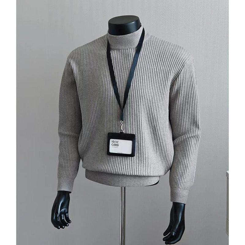 Men's Stylish Chunky Knit Sweater with Stand-Up Collar Mune Fashion