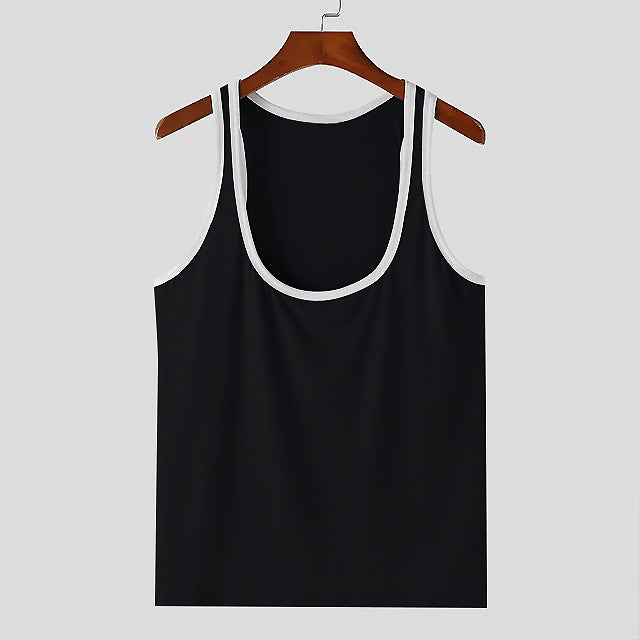 Men's sporty sleeveless muscle shirt with contrast trim Mune Fashion