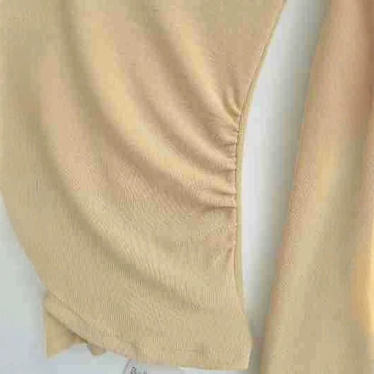 Women's asymmetrical fitted long sleeve top with wrap scarf, flared bell sleeves, and tiered peplum Mune Fashion