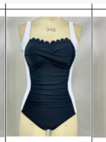 Ladies One-Piece Swimsuit with Decorative Pleats Mune Fashion