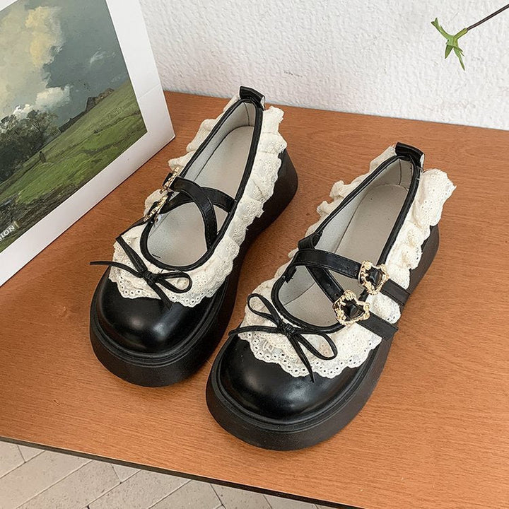 Women's Ruffle Sneakers with Decorative Buckles and Robust Profile Mune Fashion