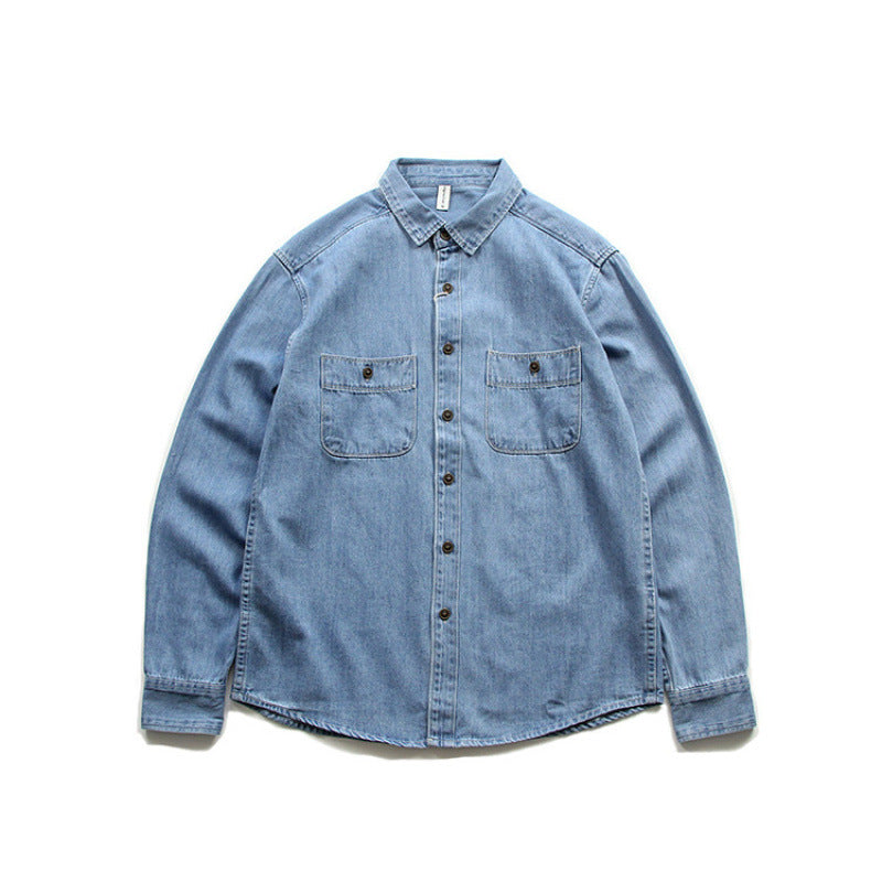 Men's Denim Worker Jacket with Chest Pockets and Relaxed Fit Mune Fashion