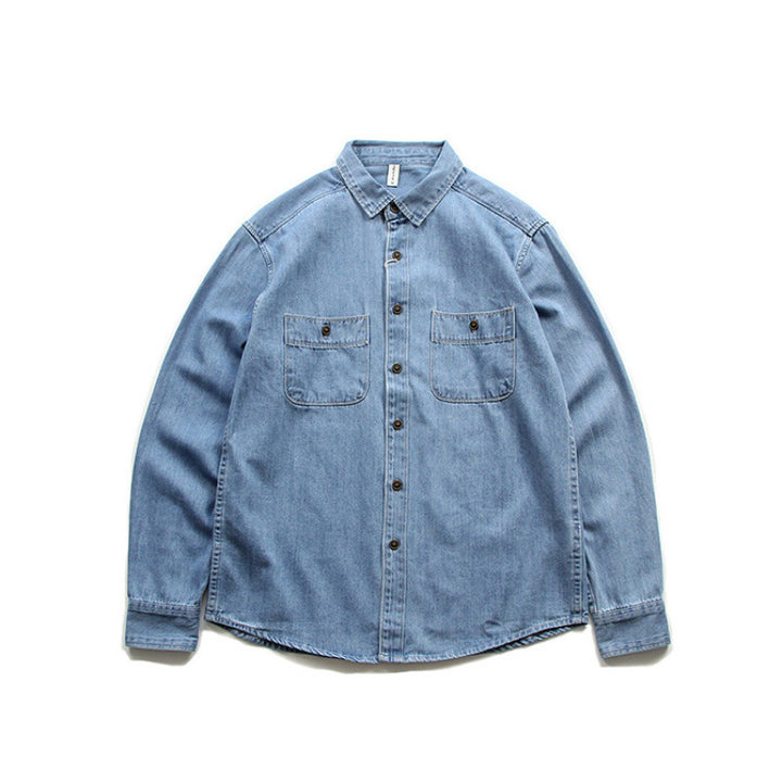 Men's Denim Worker Jacket with Chest Pockets and Relaxed Fit Mune Fashion