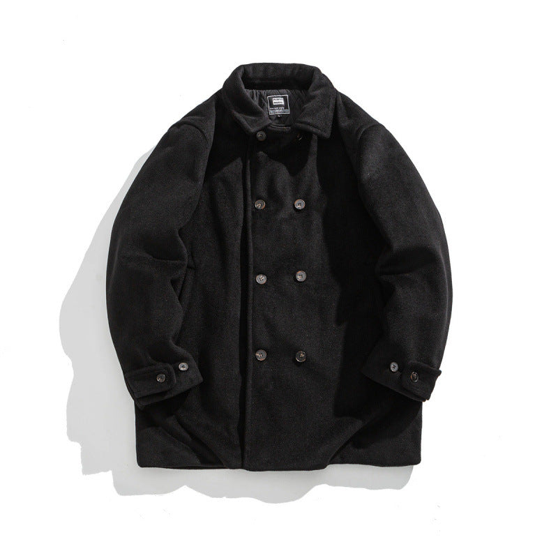 Men's wool coat with quilted thermo inner side and lapel collar Mune Fashion