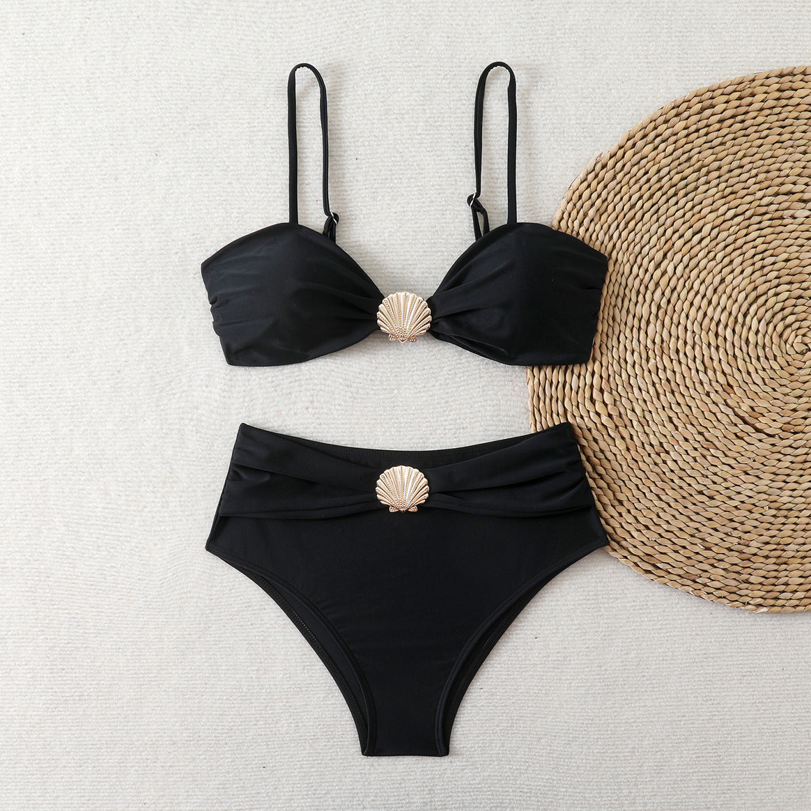 Ladies Bikini Set with chic shell detail and high waist Mune Fashion
