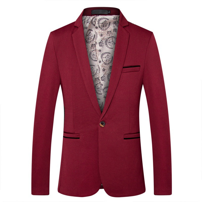 Men's Tailored One-Button Blazer made of structured cotton blend with satin lining and notch collar Mune Fashion