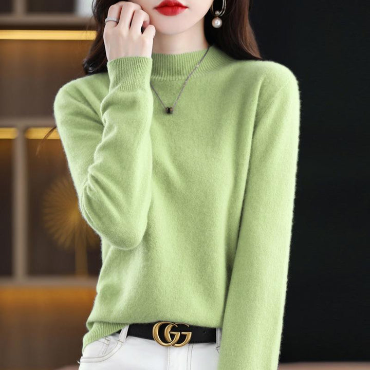 Women's Ultra-Light Mock Neck Fine Knit Sweater in Cashmere Look Mune Fashion