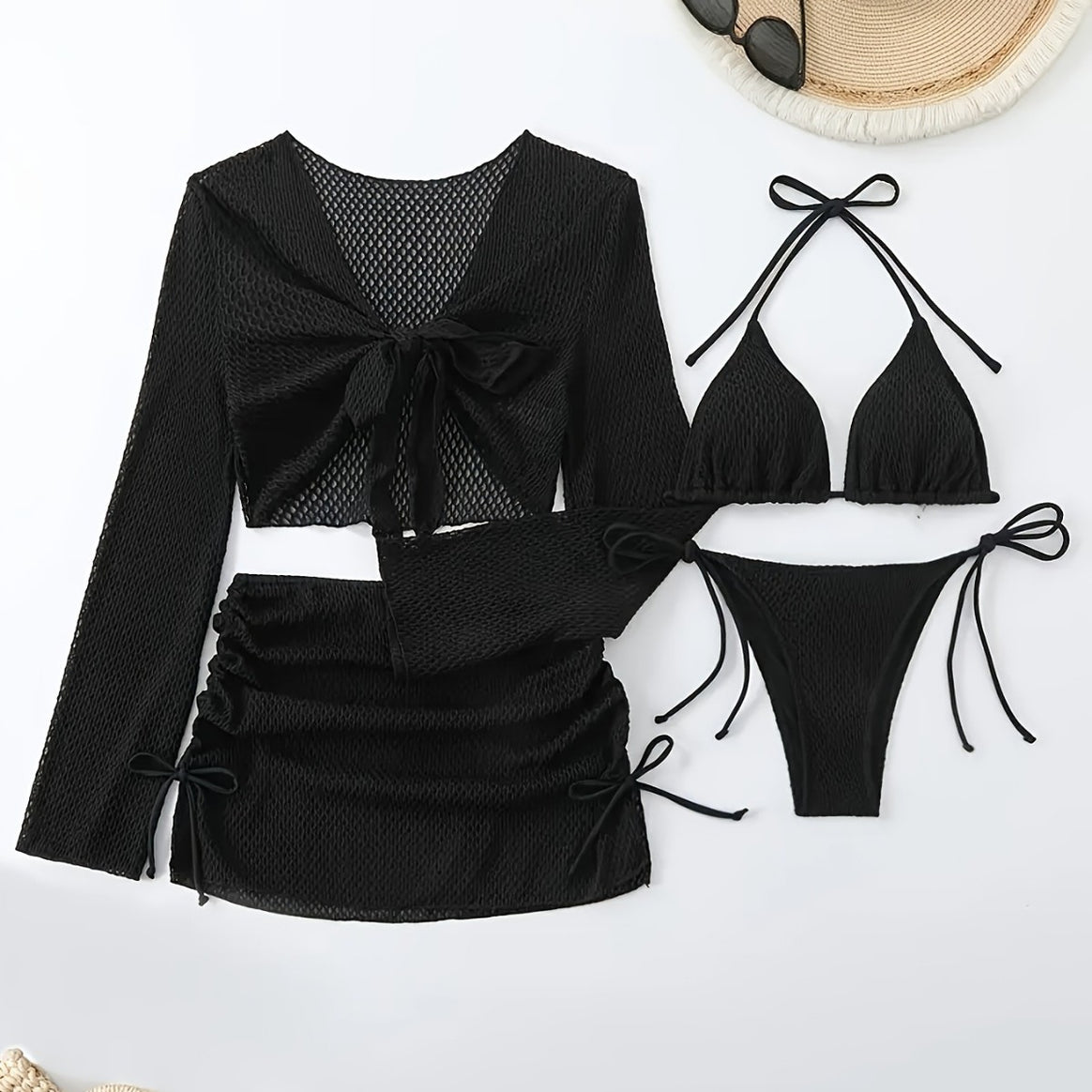 Women's bikini set with light mesh top and adjustable bottoms Mune Fashion